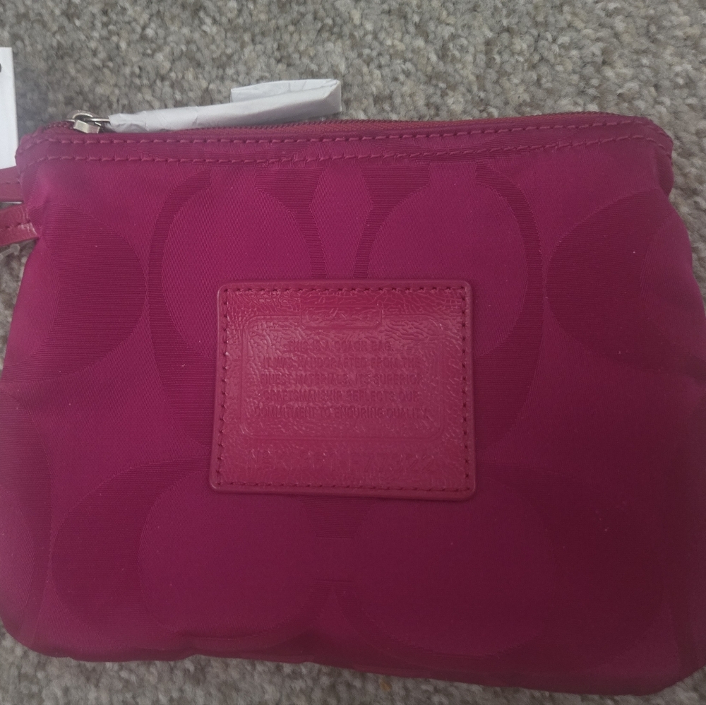 Coach Pink Cosmetic Bag Soft Fabric Elegant Design